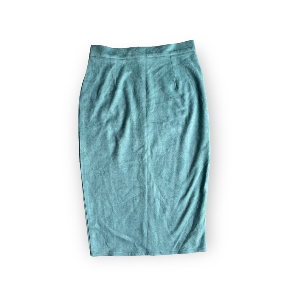 Missguided Mint Faux Suede Knee Length Pencil Skirt
